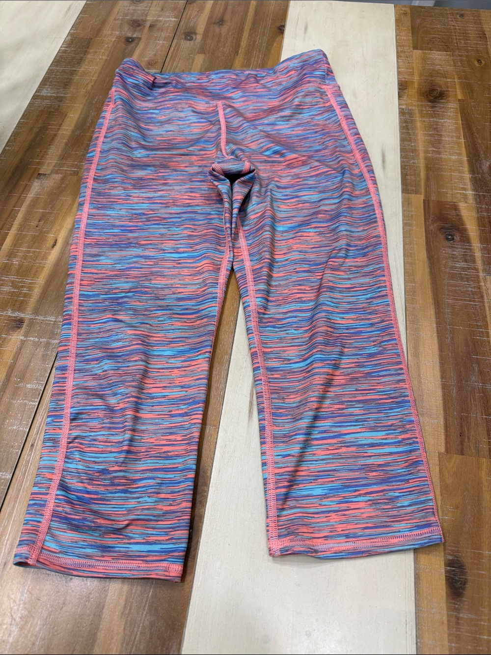 Old Navy Coral and Sky Blue Space-Dye Leggings
